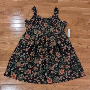 Modcloth Cats and Flowers Dash of Decadence Fit and Flare Dress size 16 NWT